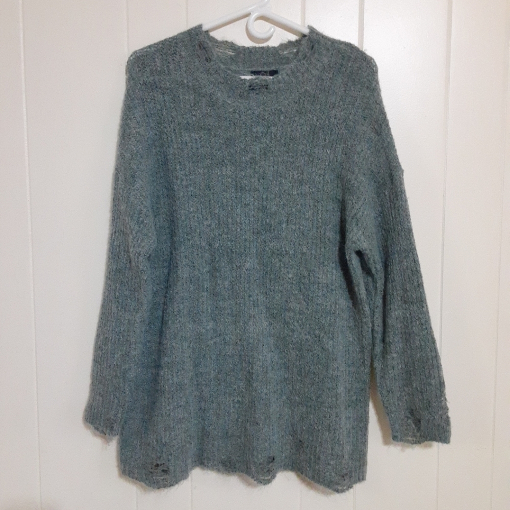 Lumiere sweater Womens sz S Distressed Acrylic/ wool blend crewneck long sleeve
